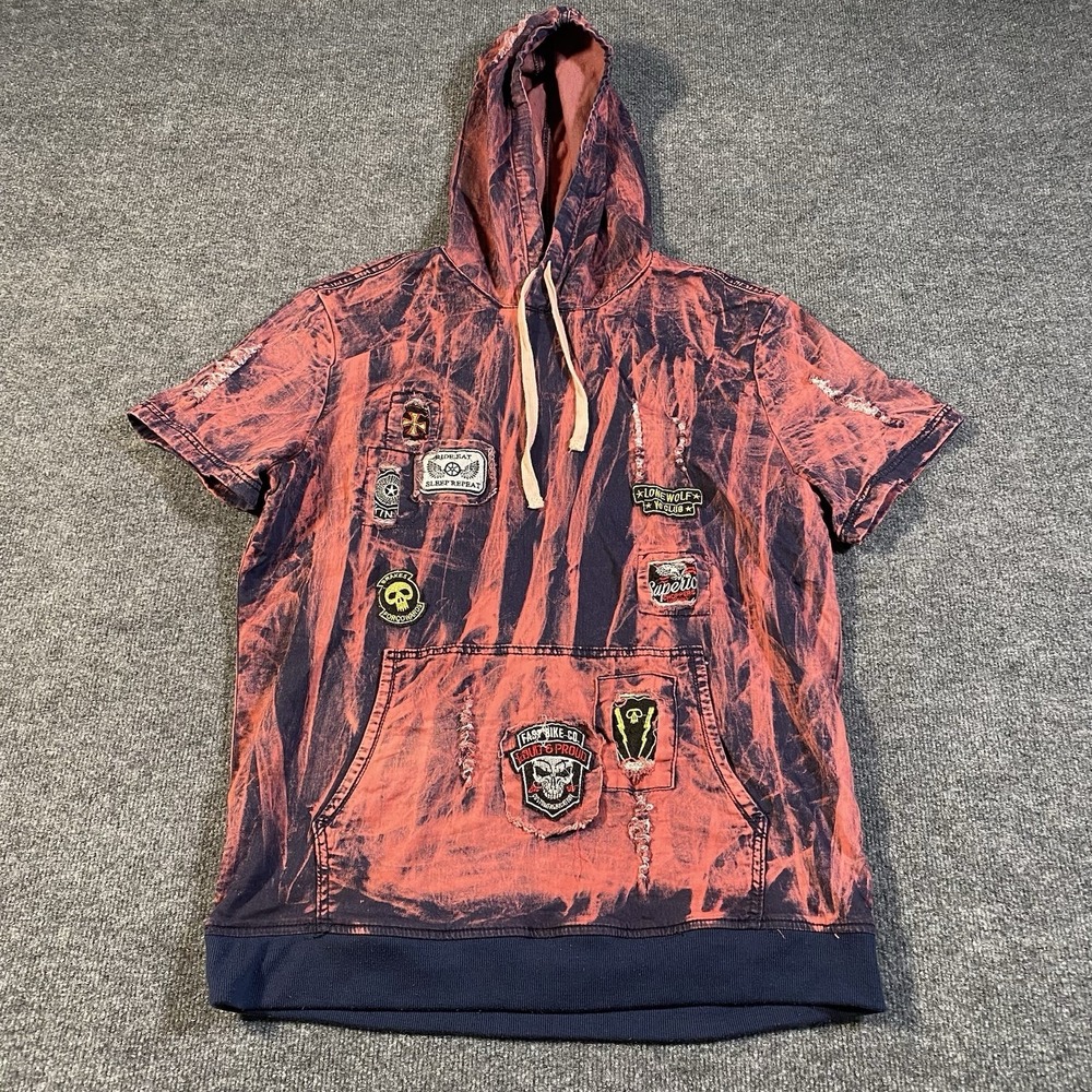 Vintage Y2K Imperious Tie Dye Hoodie Mens XL Distressed Motorcycle Lightweight